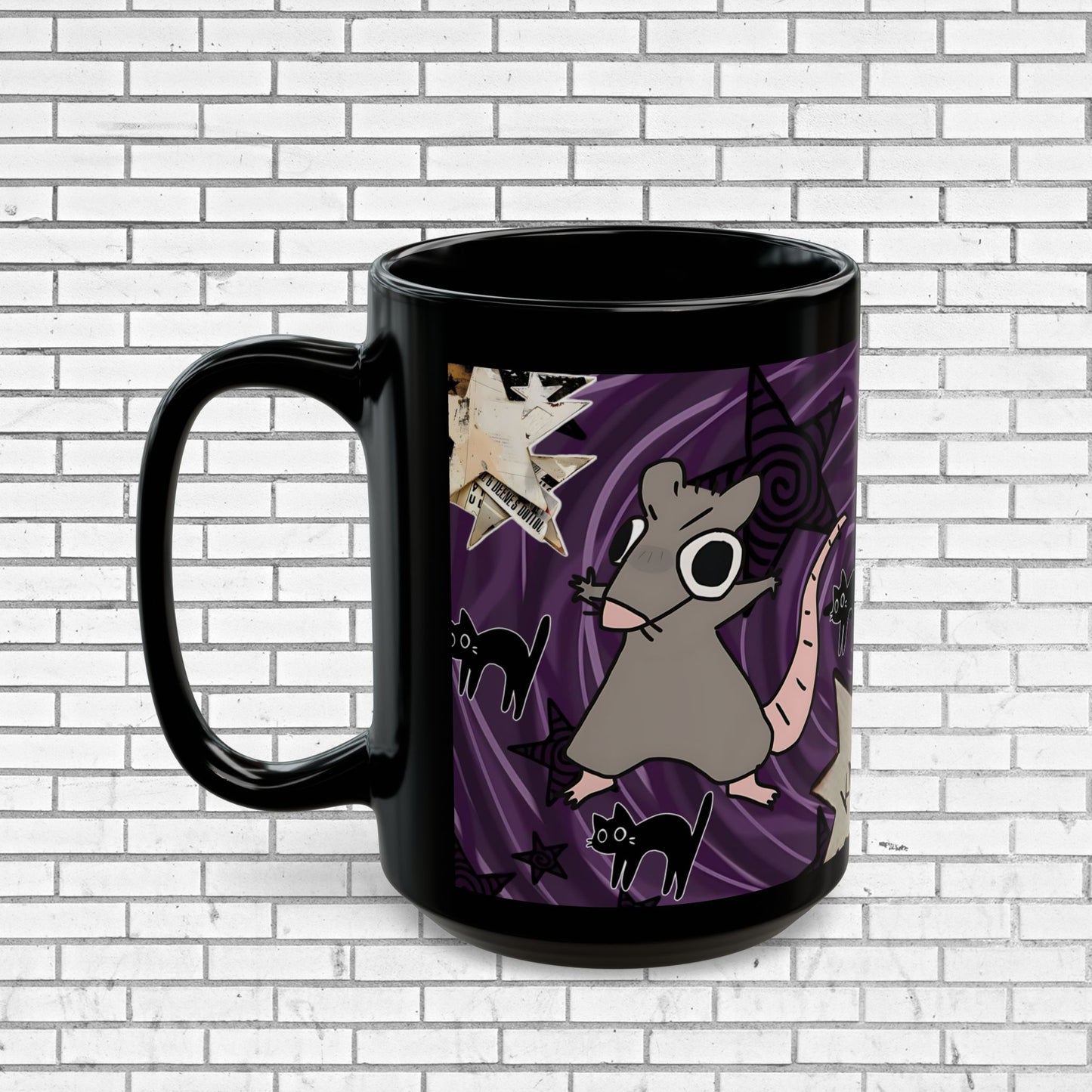 Dark Punk Rat Mug - Gothic Kawaii Coffee Cup Alt Art