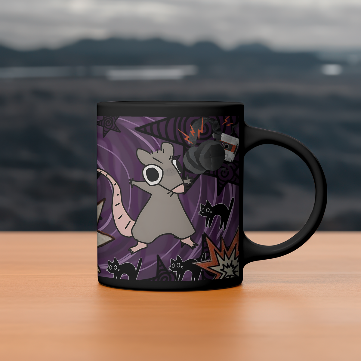 Dark Punk Rat Mug - Gothic Kawaii Coffee Cup Alt Art