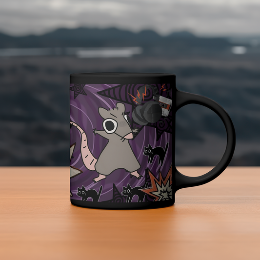 Dark Punk Rat Mug - Gothic Kawaii Coffee Cup Alt Art