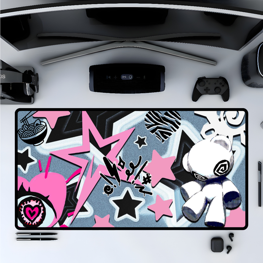 Kawaii Punk Mousepad - Pink Star Aesthetic Gaming Desk Mat