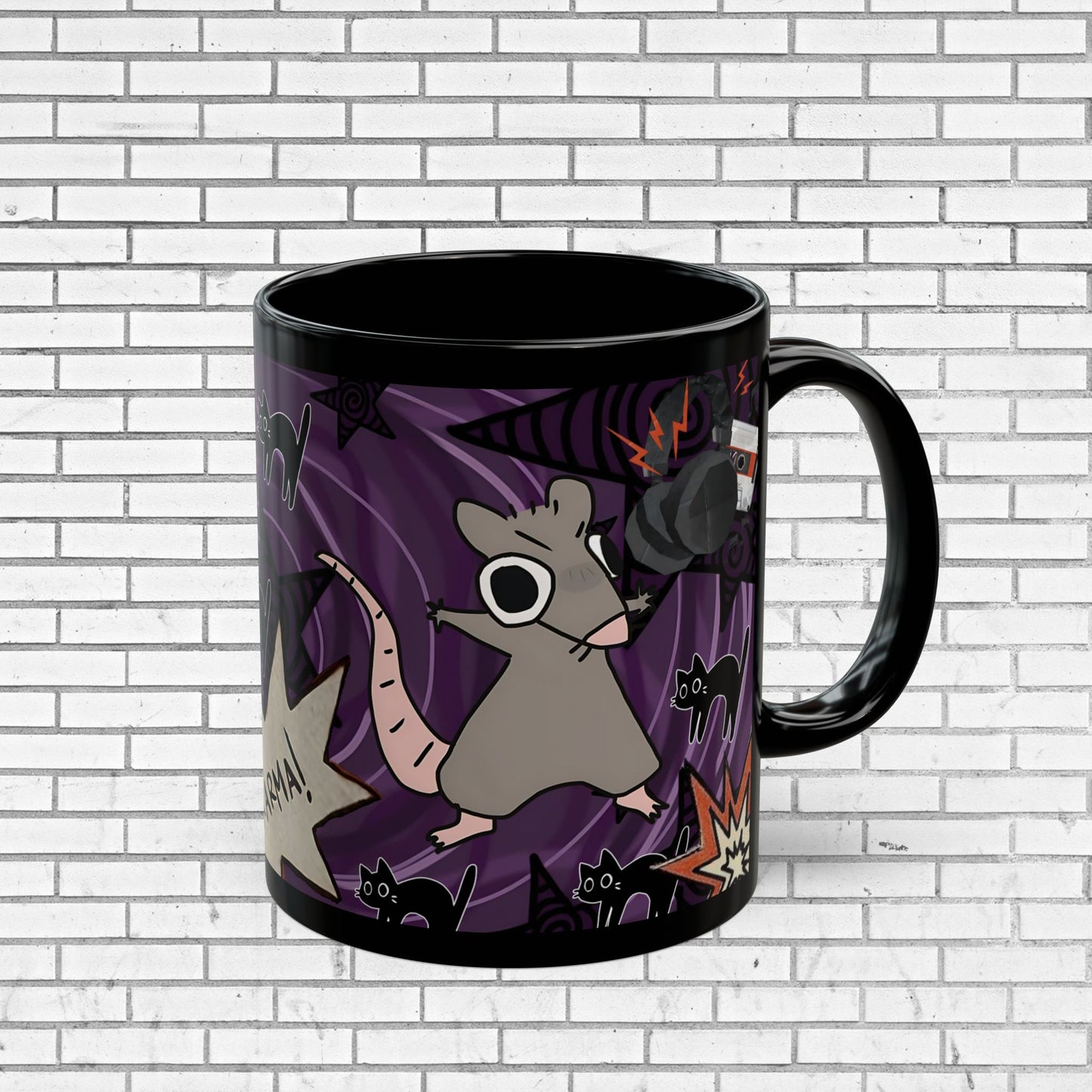Dark Punk Rat Mug - Gothic Kawaii Coffee Cup Alt Art
