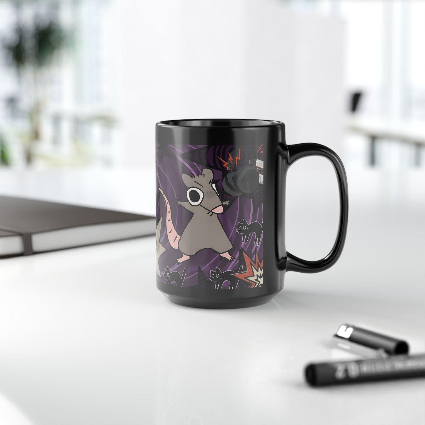 Dark Punk Rat Mug - Gothic Kawaii Coffee Cup Alt Art