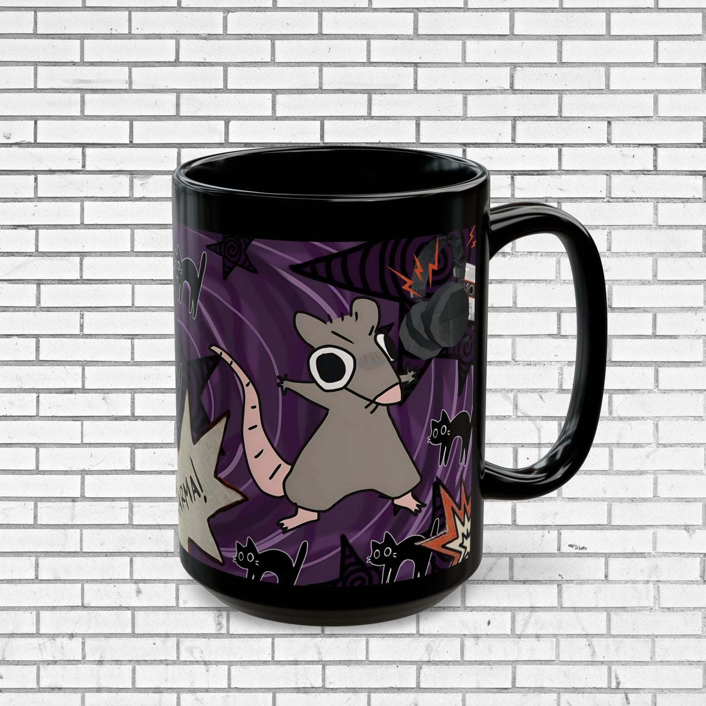 Dark Punk Rat Mug - Gothic Kawaii Coffee Cup Alt Art